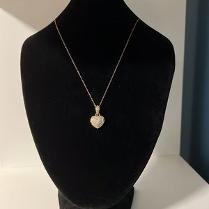 Diamond Pavé Diamond Heart Pendant in solid 14K Yellow Gold